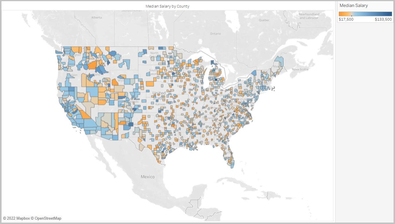 Pay range by geography